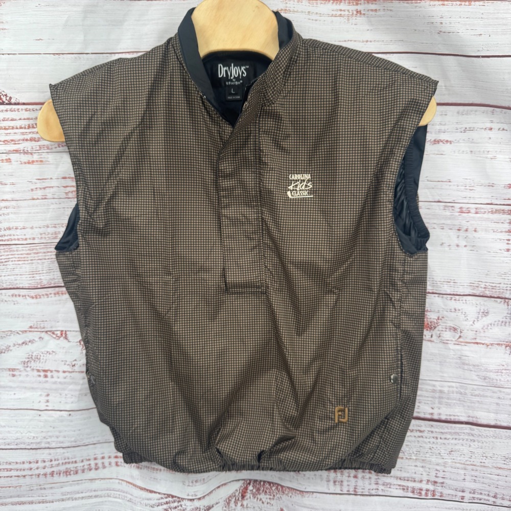 DryJoys by FootJoy Golf Vest Mens Large‎ Pullover Brown Houndstooth Lightweight